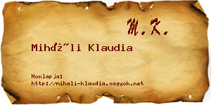Miháli Klaudia névjegykártya